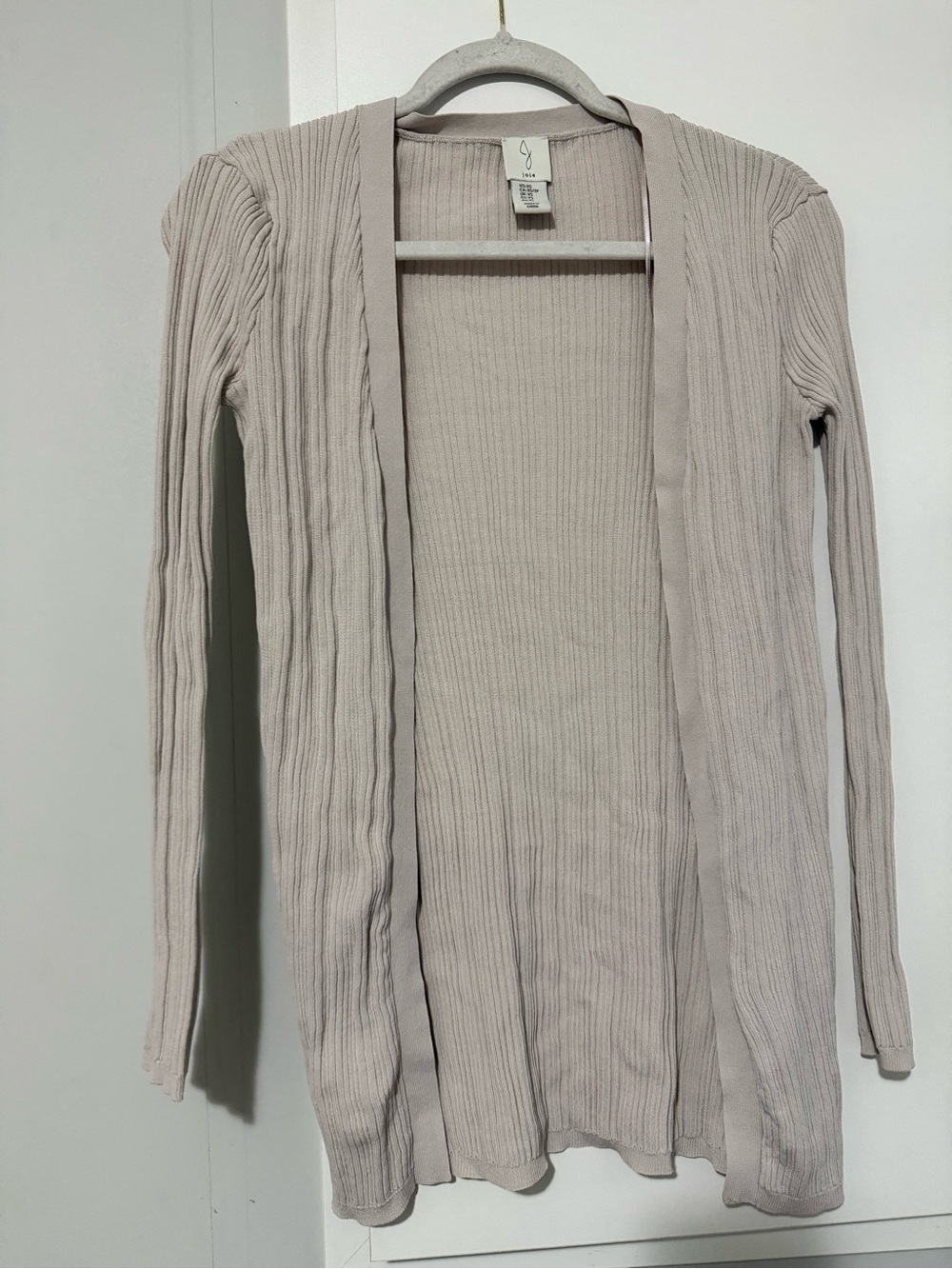 228. Joie Light Beige/Oatmeal Ribbed Open-Front Cardigan Minimalist